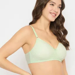 Clovia Green Polyamide Regular Fit Polka Print Bra image 4