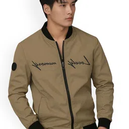 TAZO Men Stand Collar Typography Printed Lightweight Bomber Jacket image 4