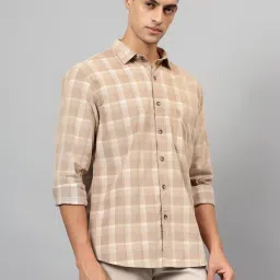 Cantabil Beige Cotton Regular fit Checks Shirts image 4