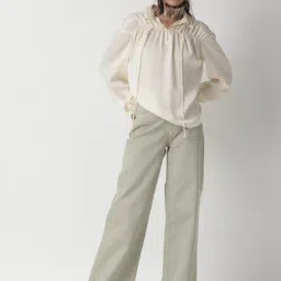 RAREISM Cream Polyester Solid Top image 4