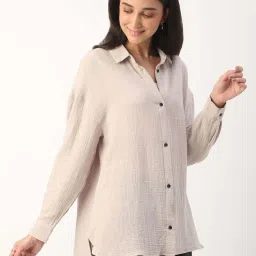 VASTRADO Beige Textured Shirt image 4