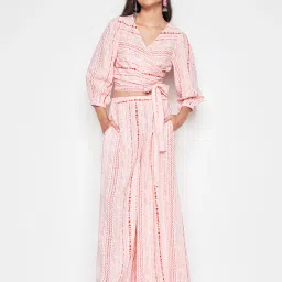 Global Desi Pink Printed Top With Palazzos image 4