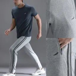 Crocodile Grey Melange Cotton Solid Regular Fit Track Pants image 4