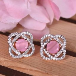 Saraf RS Jewellery Pink AD Studded Studs Earrings-picture-46
