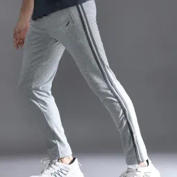 Crocodile Grey Melange Cotton Solid Regular Fit Track Pants image 3