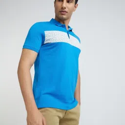 Park Avenue Blue Slim Fit Printed Polo T-Shirt image 4