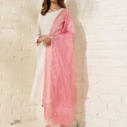 Fabindia Pink Printed Dupatta-image-32