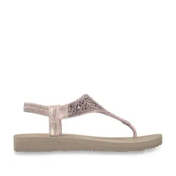 Skechers Women's MEDITATION - SWEET ROCK Rose Gold Thong Sandals-picture-14