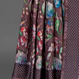 Saree Mall Brown Printed Sarees With Unstitched Blouse image 4