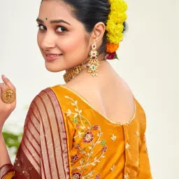 Saree Mall Maroon Embellished Sarees With Unstitched Blouse image 4