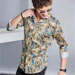 Almaty Multicolored Cotton Slim Fit Printed Shirt image 4