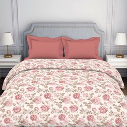 SPACES Pink & White Floral Printed 144 TC  Pure Cotton Double Bed Comforter-picture-45