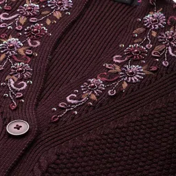 Apsley Wine Embroidered Cardigan image 4