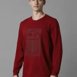 Louis Philippe Red Cotton Regular Fit Printed Sweatshirt image 3