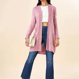 Rangmanch by Pantaloons Pink Self Design Cardigans image 4