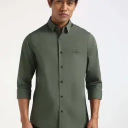 CALVIN KLEIN JEANS Olive Slim Fit Cotton Shirt-picture-25
