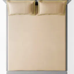 Sansaar Gold Cotton Plain 210 TC King Flat Bedsheet with 2 Pillow Covers image 2