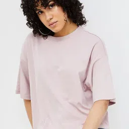 Ginger by Lifestyle Pink Regular Fit Oversized T-Shirt-image-45