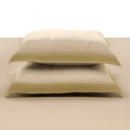 Sansaar Gold Cotton Plain 210 TC King Flat Bedsheet with 2 Pillow Covers image 3