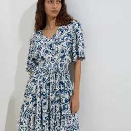 Bombay Paisley by Westside Indigo Paisley Design A-Line Dress-picture-31
