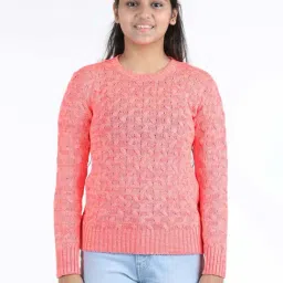 Wingsfield Girls Coral Self Full Sleeves Sweaters & Cardigans-image-13