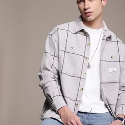 WROGN Self Checked Pure Cotton Oversized Casual Shirt-picture-7