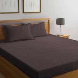 Klotthe Brown 300 TC Cotton Blend Double Bed Sheet with 2 Pillow Covers-picture-19