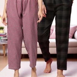 Kryptic Green & Maroon Cotton Relaxed Fit Printed Lounge Pants - Pack of 2-picture-35