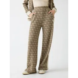 Guess Brown Jacquard High-Rise Straight Trousers-picture-26