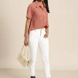 Qurvii Peach Regular Fit Shirt image 4