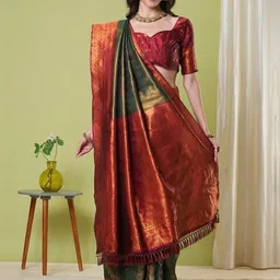 HI FI NX Woven Design Zari Silk Blend Banarasi Saree-picture-17