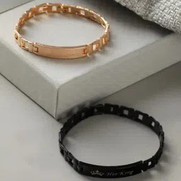 Bold by Priyaasi King Queen Rose Gold-Plated Couple Bracelets-image-88