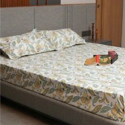 Urban Space Multicolor Cotton 200 TC Iris Double Bedsheet with 2 Pillow Covers-picture-44