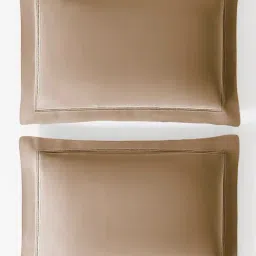 Sansaar Brown Cotton Plain 210 TC King Flat Bedsheet with 2 Pillow Covers image 3