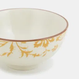 Fabindia White & Yellow Nargis Ceramic Serving Bowl image 4
