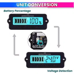 amiciSense Battery Capacity Indicator 8~70V with Voltage & Charge Percentage Display image 2