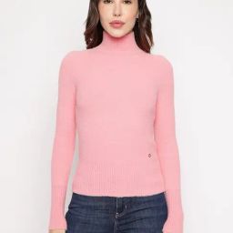 Guess Pink Solid High Neck Marion Sweater-picture-34