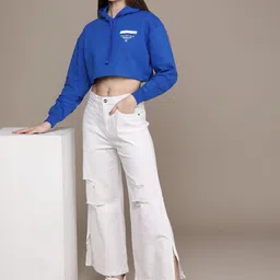 Calvin Klein Jeans Brand logo Printed Hooded Crop Casual Sweatshirt image 5