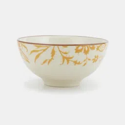 Fabindia White & Yellow Nargis Ceramic Serving Bowl image 2