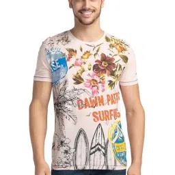 Being Human Peach Regular Fit Printed T-Shirt-image-2