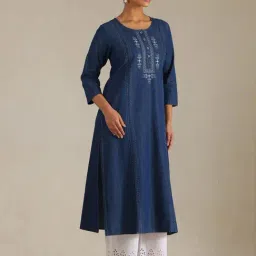 Soch Indigo Blue Regular Fit Embroidered Kurta image 4