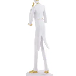 Tayhaa White & Golden Resin Playing Trumpet Musician Statue image 5