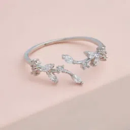 Kushal's Fashion Jewellery White Rhodium Polished Zircon Finger ring for Women-image-98