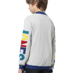 Jack & Jones Junior Glacier Grey Cotton Printed Full Sleeves Sweater image 2