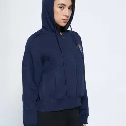 Ajile By Pantaloons Navy Loose Fit Printed Hoodie image 3