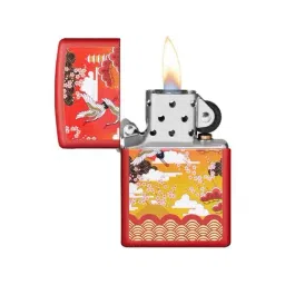 Zippo Red Brass Kimono Design Windproof Pocket Lighter image 4