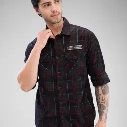 Spykar Green Slim Fit Checks Shirt-picture-35