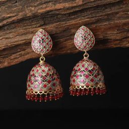 Saraf RS Jewellery Gold Designer Handpainted Jhumka Earrings-picture-48