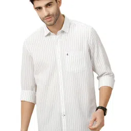 CAVALLO By Linen Club White Linen Contemporary Fit Stripes shirts-picture-15