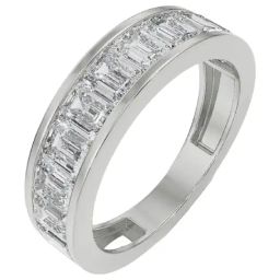 Emori 18k White Gold & Diamond Emerald Eternity Band Ring-picture-30